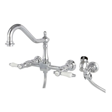 Bel-Air KS1241BPLBS 8" Centerset Wall Mount Kitchen Faucet with Brass Sprayer KS1241BPLBS
